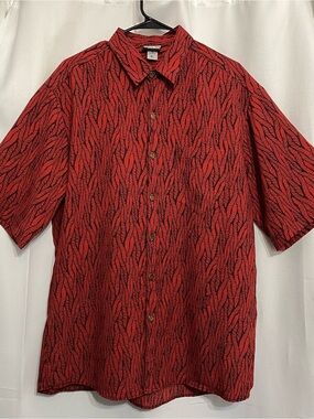 Manuhealii Men’s Red Hawaiian Aloha Shirt Ailana Design Size XL